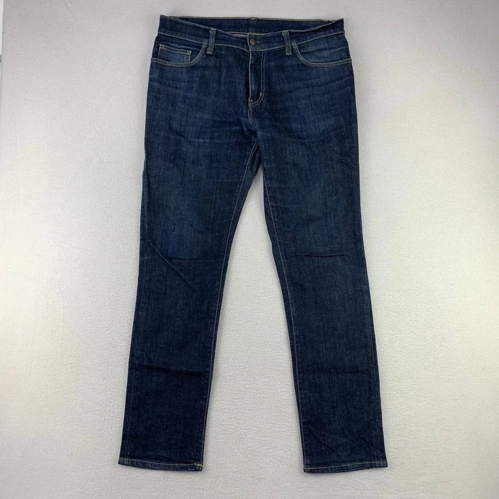 Carhartt WIP Riot Pant Jeans Mens 34x32 Dark Wash‎ Denim Stretch Workwear Slim